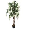 vidaXL Umetna glicinija 840 listov 120 cm zelena in bela