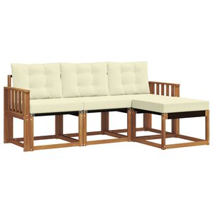 vidaXL Zunanja garnitura za sedenje z blazino 4 pcs Naravna in smetana
