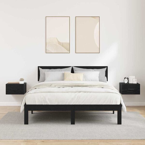 vidaXL Nočna omarica 2 pcs Črna Orehovina 35 x 35 x 20 cm