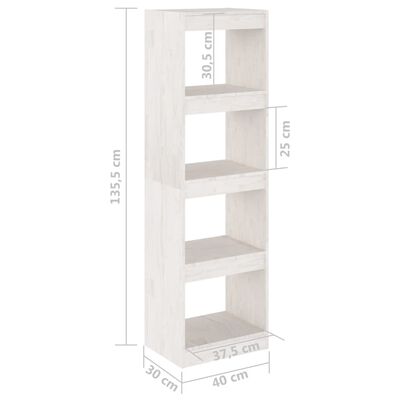 vidaXL Knjižna omara za razdelitev prostora bela 40x30x135,5 cm