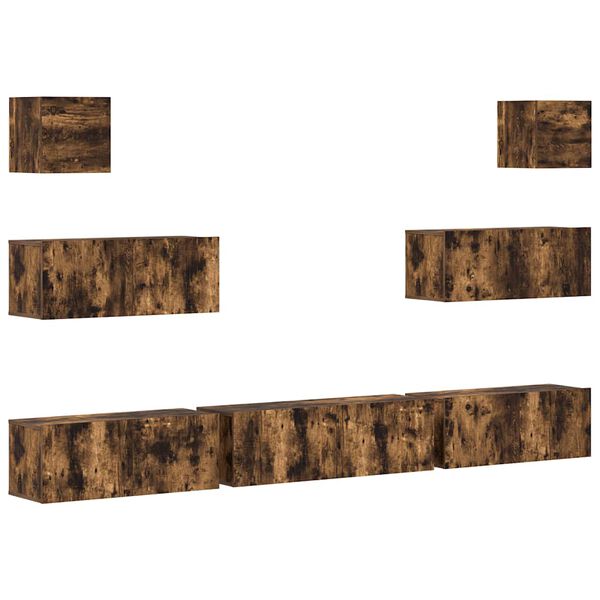 vidaXL Komplet TV omaric 7-delni dimljen hrast konstruiran les