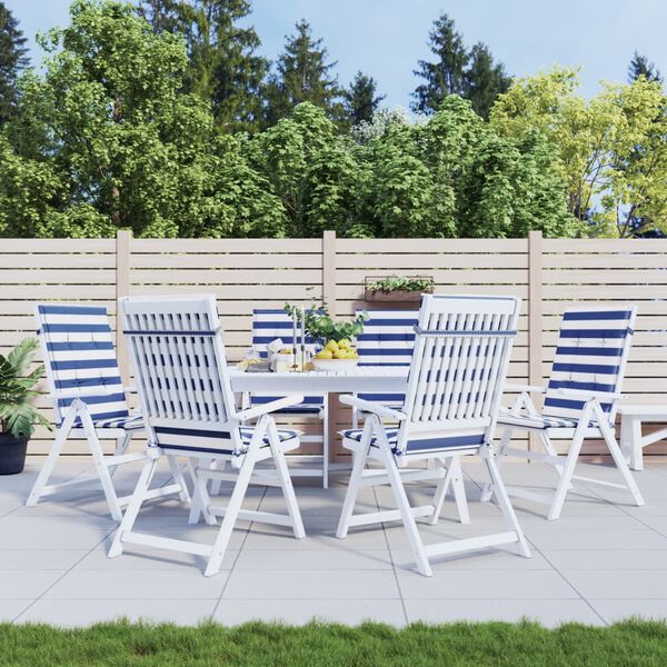 vidaXL Blazine za stole 6 kosov modro bele črte blago