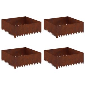 vidaXL Robovi trave 4 pcs 100 x 100 x 35 cm Jeklo Rjav
