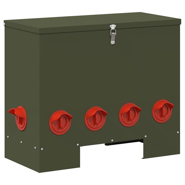 vidaXL Hranilnik za pi&scaron;čance 2 pcs Oljčno zelena 60,5 x 29 x 51 cm