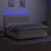 vidaXL Box spring postelja z vzmetnico LED krem 160x200 cm blago