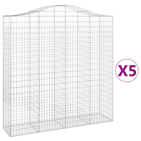 vidaXL Obokane gabion ko&scaron;are 5 kosa 200x50x200/220 cm pocinkano železo