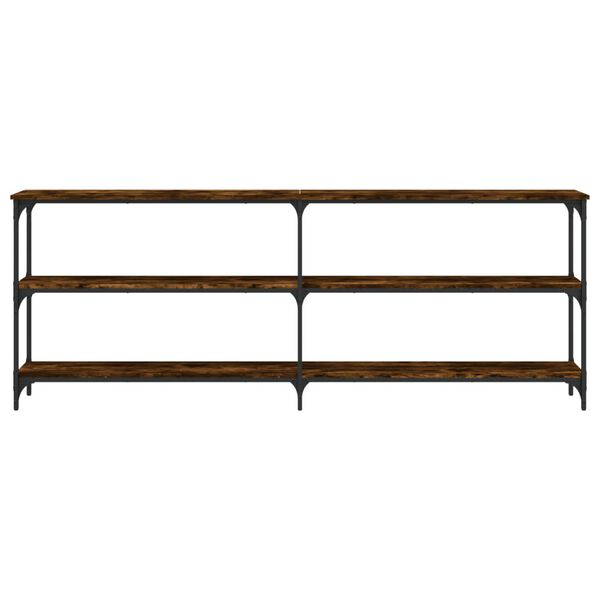 vidaXL Konzolna mizica dimljen hrast 200x29x75 cm inženirski les