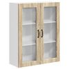 vidaXL Stenski stekleni omarica LUCCA Sonoma hrast 80 x 31 x 100 cm