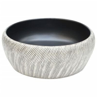 vidaXL Nadpultni umivalnik črn in siv okrogel Φ41x14 cm keramika