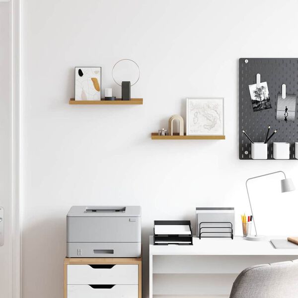 vidaXL Stenska polica s polico 2 pcs Bež 40 x 9 x 3 cm Konstruiran les