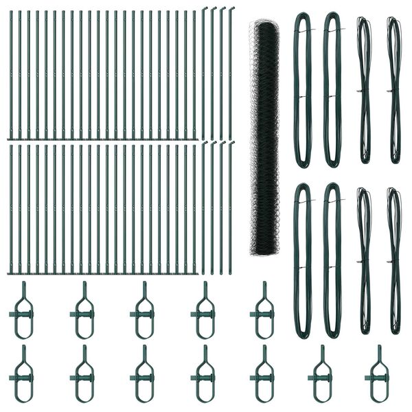 vidaXL Ogrodje s stebri Zelena 1.6 x 100 m Jeklo s PVC premazom