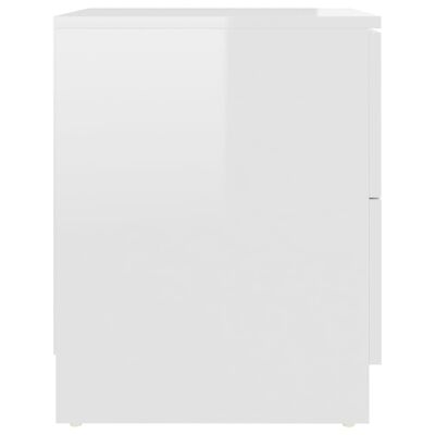 vidaXL Nočna omarica visok sijaj bela 40x40x50 cm iverna plošča