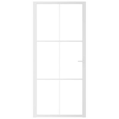 vidaXL Notranja vrata 93x201,5 cm Bela ESG steklo in aluminij