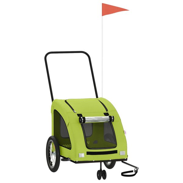 vidaXL Kolesarska prikolica za hi&scaron;ne ljubljenčke zelena
