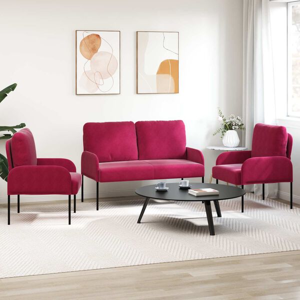 vidaXL Sedežne garniture 3 pcs Vinorodna rdeča 115 x 56 x 80 cm