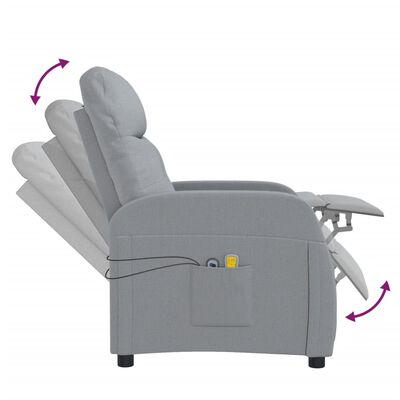 vidaXL Električni masažni stol svetlo sivo blago