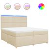 vidaXL Box spring postelja z vzmetnico krem 200x200 cm blago