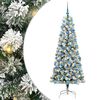 vidaXL Umetno Zložljivo Božično Drevo 300 LED Zelena in Bela 180 cm