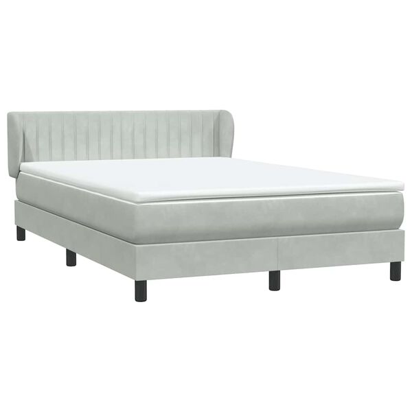 vidaXL Box spring postelja z vzmetnico svetlo siva 160x210 cm žamet