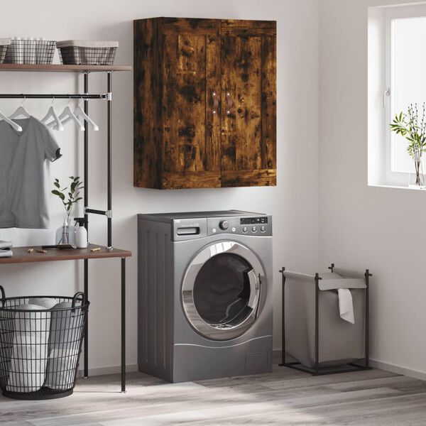 vidaXL Stenska omarica dimljen hrast 69,5x34x90 cm inženirski les