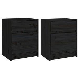 vidaXL Nočna omarica 2 kosa črna 40x31x50 cm trdna borovina