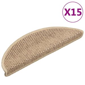 vidaXL Samolepilne preproge za stopnice sisal 15 kosov 56x17x3cm pesek
