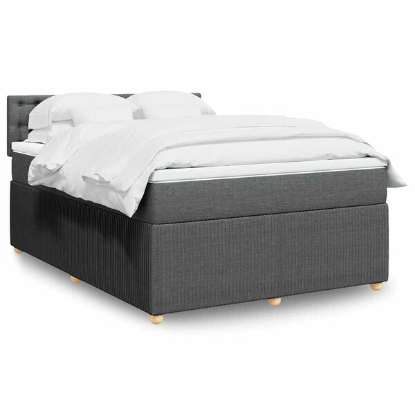 vidaXL Box spring posteljni z vzmetnico temno siv 140x190 cm blago