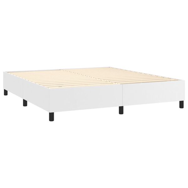 vidaXL Box spring postelja z vzmetnico bel 160x200 cm umetno usnje