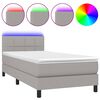 vidaXL Box spring postelja z vzmetnico LED sv. siva 100x200 cm blago