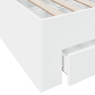 vidaXL Posteljni okvir s predali bel 180x200 cm inženirski les
