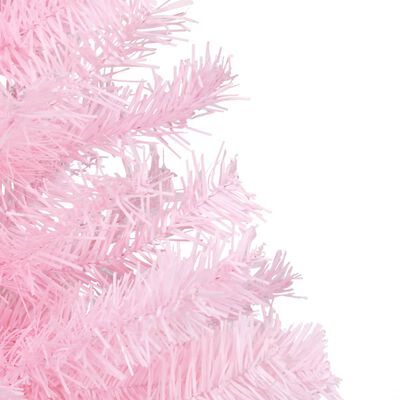 vidaXL Umetna osvetljena novoletna jelka z bunkicami roza 210 cm PVC