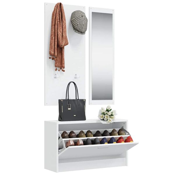 vidaXL Komplet omarice za čevlje 3 v 1 bel inženirski les