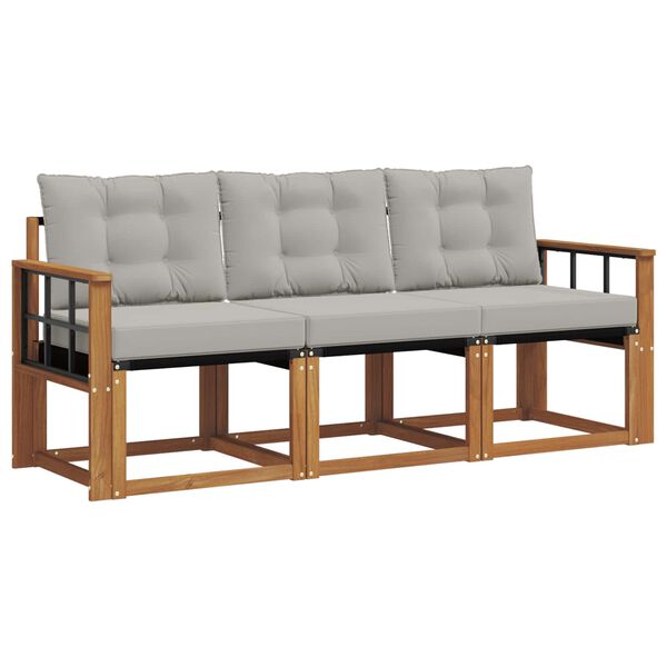 vidaXL Zunanja garnitura za sedenje 3 pcs Naravna in svetlo siva