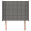vidaXL Vzglavje z u&scaron;esi temno sivo 103x16x118/128 cm blago