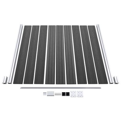 vidaXL Komplet ograjnih panelov WPC 1657x(105-186) cm črn