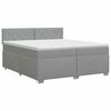 vidaXL Postelja boxspring z vzmetnico Svetlo siva 200 x 200 cm Blago