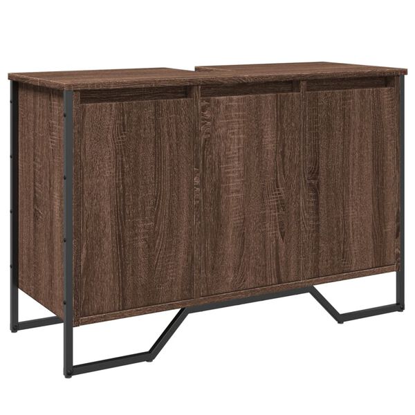 vidaXL Omarica za umivalnik rjavi hrast 91x35x60 cm inženirski les