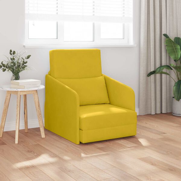 vidaXL Sofa postelja Rumena 65 x 80 x 83 cm Žamet