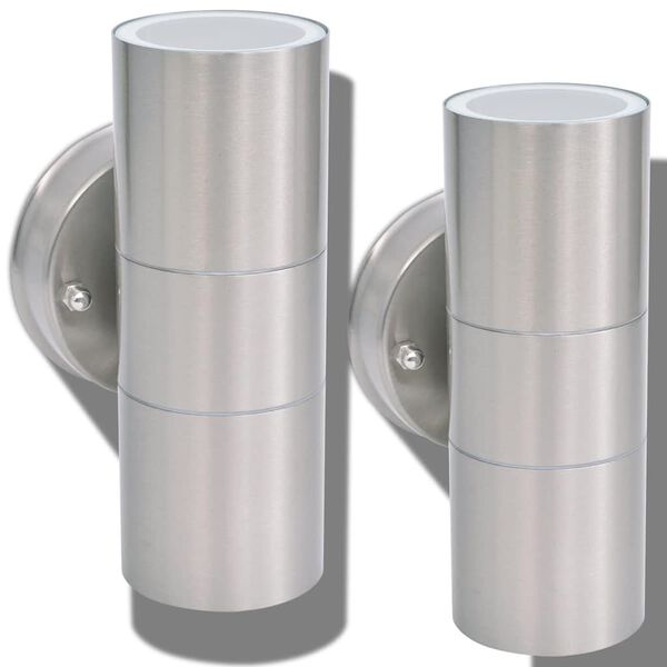 vidaXL Zunanja LED stenska svetilka 2 kosa nerjaveče jeklo gor/dol