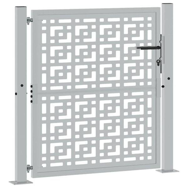 vidaXL Vrtna vrata 100x100 cm odporna jeklena križna oblika