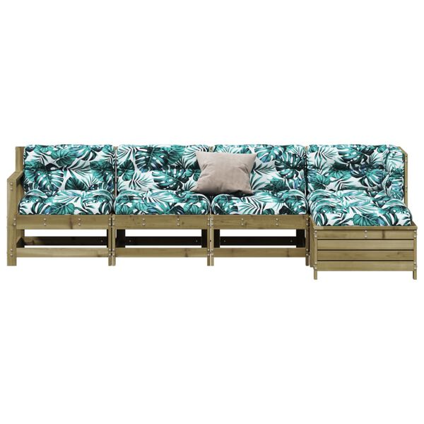 vidaXL Vrtna garnitura 5-delna z blazinami impregnirana trdna borovina