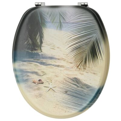 vidaXL Deska za WC školjko MDF dizajn plaže