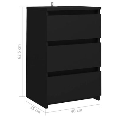vidaXL Nočna omarica 2 kosa črna 40x35x62,5 cm konstruiran les