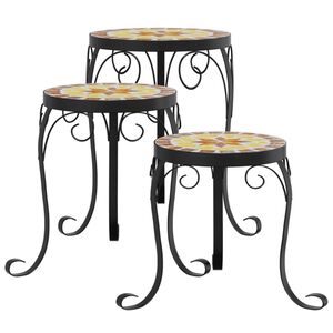 vidaXL Stojala za rastline 3 kosi terakota in bela keramika