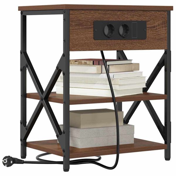 vidaXL Nočna omarica Rjav hrast 41 x 31 x 51 cm Konstruiran les