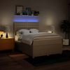 vidaXL Box spring postelja z vzmetnico krem 160x200 cm blago