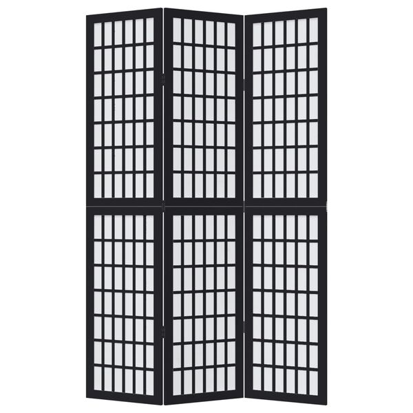 vidaXL Paravan 3-delni črn trden les pavlovnije