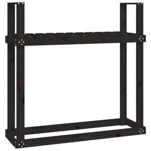 vidaXL Stojalo za drva črno 110x35x108,5 cm trdna borovina