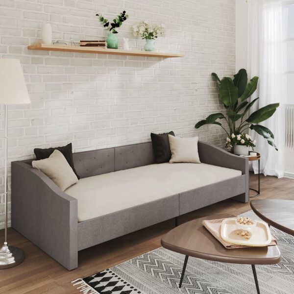 vidaXL Dnevna postelja USB z vzmetnico svetlo sivo blago 90x200 cm