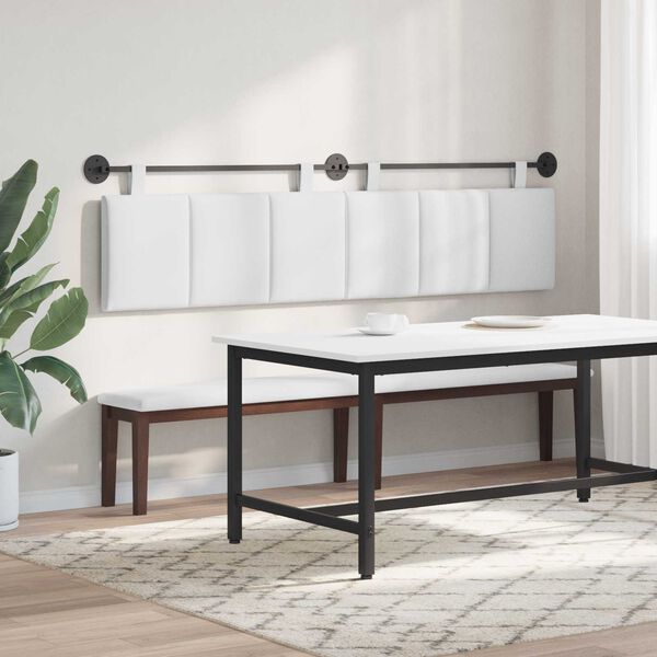 vidaXL Visoki naslon za glavo Črtasto Bela 210 x 55 x 5 cm blago